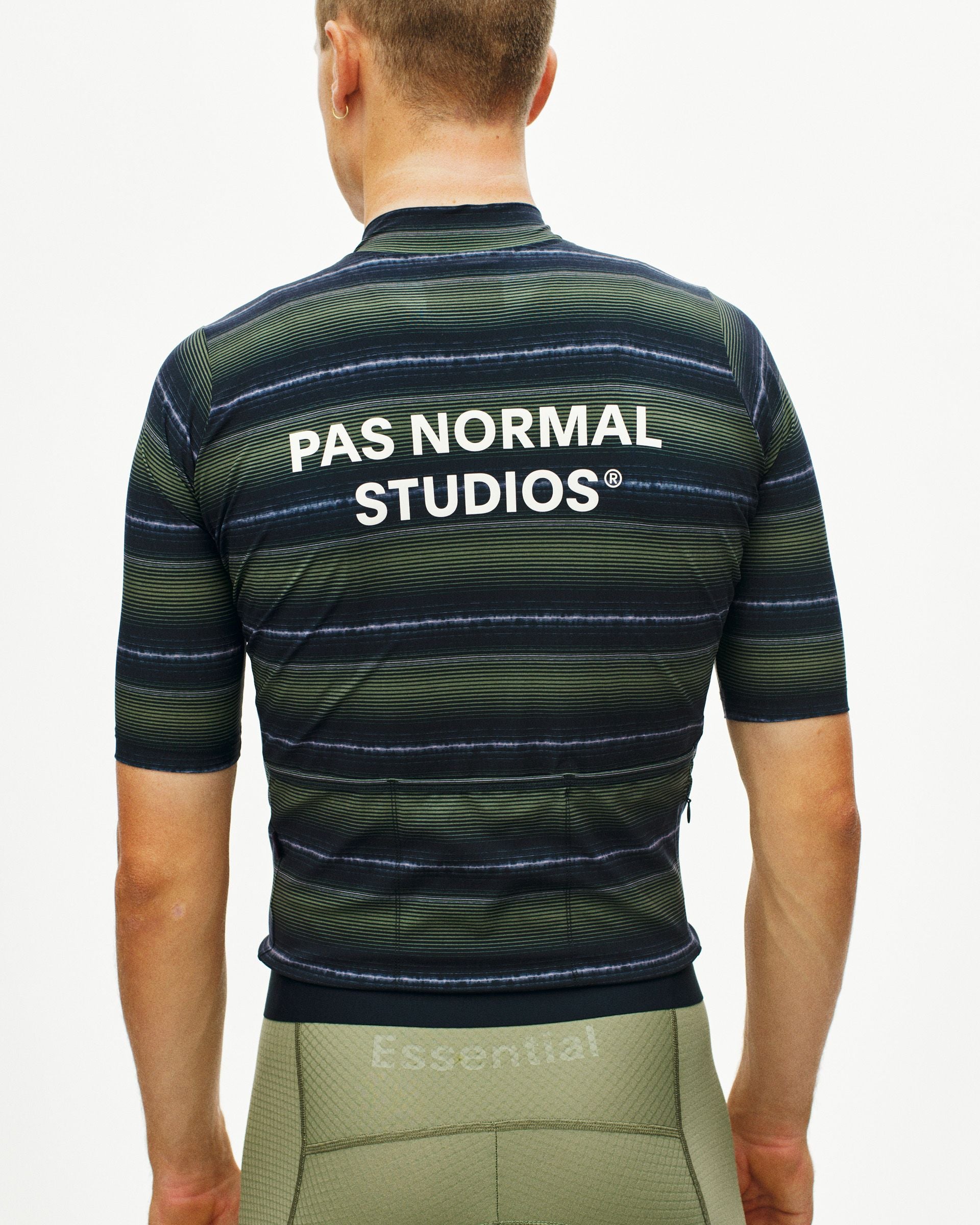 Maillot Manga Corta Pas Normal Studios Essential Hombre Light Olive Stripe #6