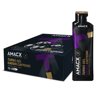 Geles Energéticos Amacx Turbo Gel Grosella Negra Cafeína Caja 12uds Lila